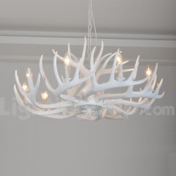 9 Light Rustic Artistic Retro Antler White Chandelier