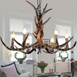 6 Light Rustic Artistic Retro Antler Black Vintage Chandelier