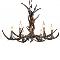 6 Light Rustic Artistic Retro Antler Black Vintage Chandelier