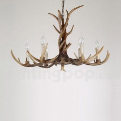 6 Light Rustic Artistic Retro Antler Vintage Candle Chandelier