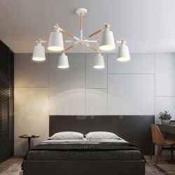 Nordic Modern Contemporary Macaron Wood Round Chandelier