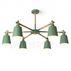 Nordic Modern Contemporary Macaron Wood Round Chandelier