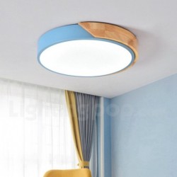 Nordic Macaron Modern Contemporary Round Wood Ceiling Light