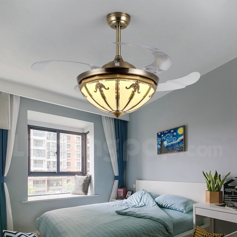 European Pure Brass Ceiling Fans Lighting Pop