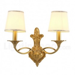 European Pure Brass Modern Contemporary Wall Light with Glass Shade