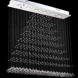 Rectangle Crystal LED Chandeliers Lights Ceiling Hanging Lighting Lamps Fixtures with L100CM W20CM H120CM