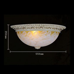 White Flush-Mount-Light 220V Pattern-Glass Resin Gold-Carving European Classic