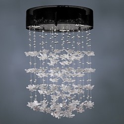 Modern Semi Flush Mount with 3 Lights - Butterfly Featured Shade