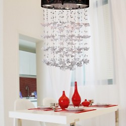 Modern Semi Flush Mount with 3 Lights - Butterfly Featured Shade