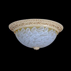 White Flush-Mount-Light 220V Pattern-Glass Resin Gold-Carving European Classic