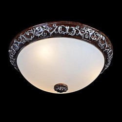 Flush-Mount-Light 220V Glass Resin Silver-Carving European Classic