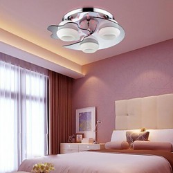 Flush Mount, LED 3 Lights, Modern Fashion Contracted White Stainless Steel Metal