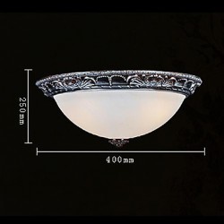 Flush-Mount-Light 220V Glass Resin Silver-Carving Retro European Classic