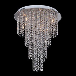 Crystal Flush Mount,8 Light, Contemporary Metal Electroplating