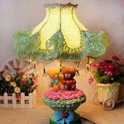 Valentine'S Day Couples Bear Children Cloth Art Of Carve Patterns Or Designs On Woodwork Rose Desk Lamp Led Light